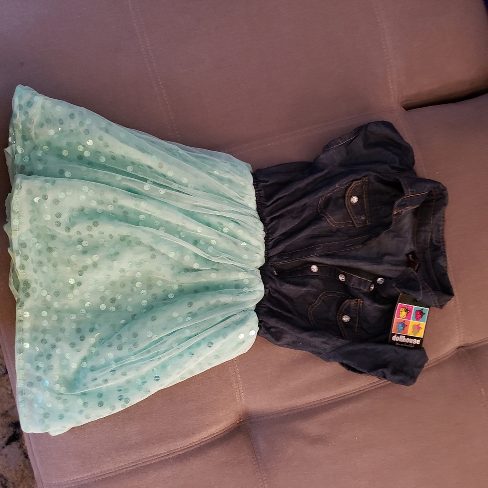 Little girls half denim dress